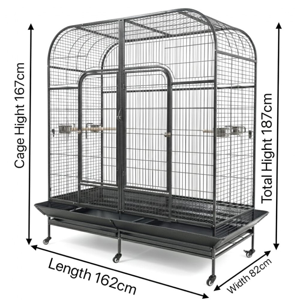 Extra Large Double Parrot Cage Aviary with Removable Divider, Dome Top ...